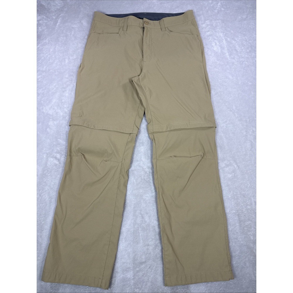 Eddie Bauer Convertible Tech Pants Mens 34X30 Khaki Nylon Hiking Outdoor Stretch